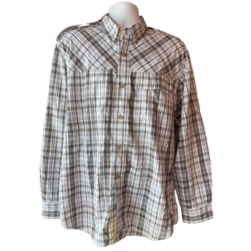 Duluth Trading Company Mens Large Plaid Button Up Performance Shirt Vented